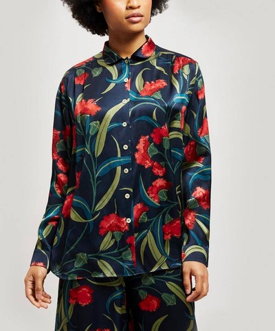 Liberty London Evelyn Silk Charmeuse Pyjama Shirt In Navy