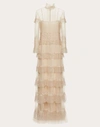VALENTINO VALENTINO EMBELLISHED TULLE EVENING DRESS WITH RUFFLES