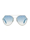Fendi Women's 55mm Notched Aviator Sunglasses In Light Blue