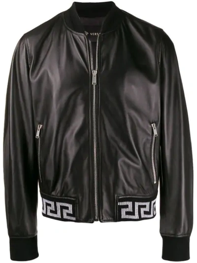 Versace Bomber In Black Leather