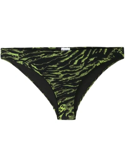 Ganni Tiger Print Bikini Briefs - 绿色 In Green