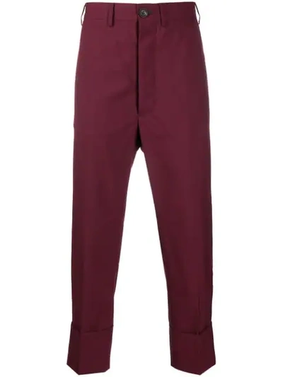 Vivienne Westwood Puppytooth Cropped Wool Trousers In Pink
