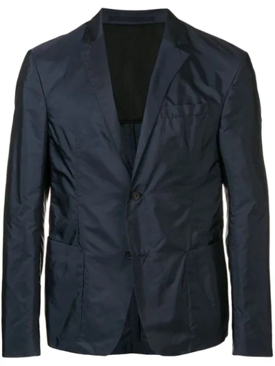 Prada Single-breasted Nylon Jacket In Blue