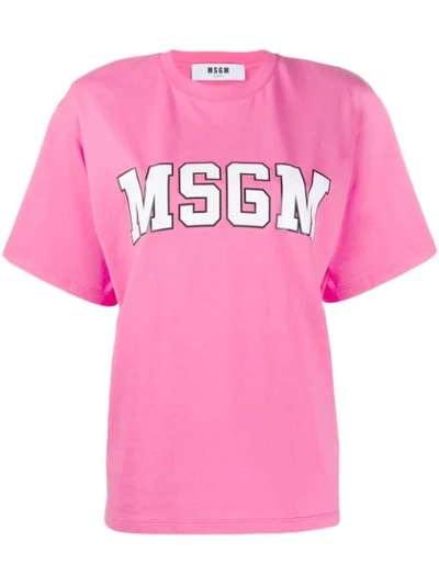Msgm Logo-print Boxy T-shirt In Pink