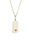 SYDNEY EVAN Diamond, 14K Yellow Gold & Red Enamel Heart Dog Tag Pendant Necklace