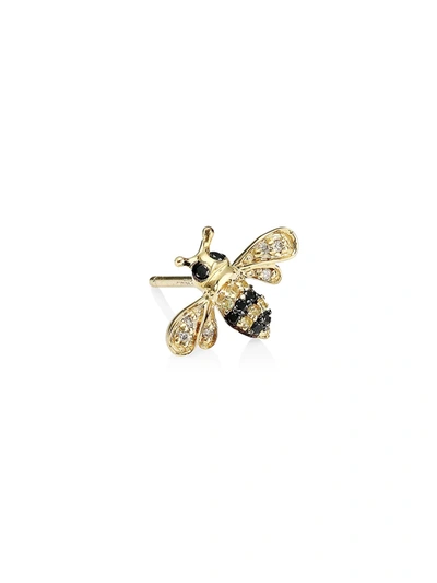 Sydney Evan Two-tone Diamond, Yellow Sapphire & 14k Yellow Gold Bee Single Stud Earring