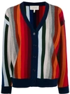 THE GREAT THE GREAT. STRIPED OPEN FRONT CARDIGAN - BLUE