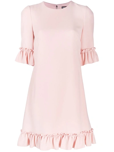Dolce & Gabbana Frill-trim Shift Dress In Pink