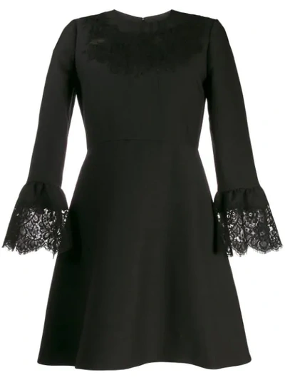 Valentino Garavani Lace Insert Mini Dress In Black