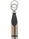 BURBERRY VINTAGE CHECK E-CANVAS AND LEATHER KEY RING