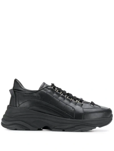 Dsquared2 551 Leather Bumpee Low Top Sneakers In Nero Nero (black)