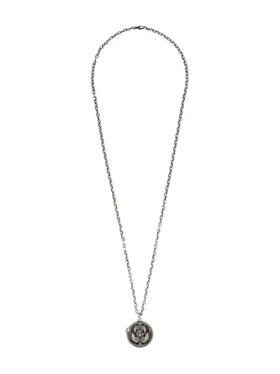 Gucci Garden Double-g Logo Pendant Necklace In Sterling Silver
