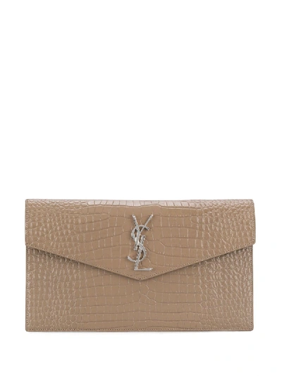 Saint Laurent Envelope Clutch In Neutrals