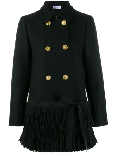 Red Valentino Fringed Hem Peacoat - 黑色 In Black