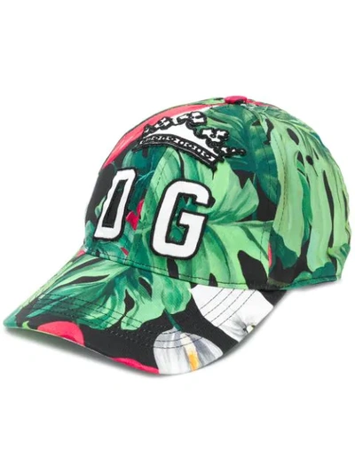 Dolce & Gabbana Baseballkappe Mit Palmen-print In Green