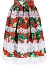 DOLCE & GABBANA FLORAL LACE EMBROIDERED SKIRT