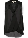 L Agence Freja Wrap-effect Silk-georgette Blouse In Black