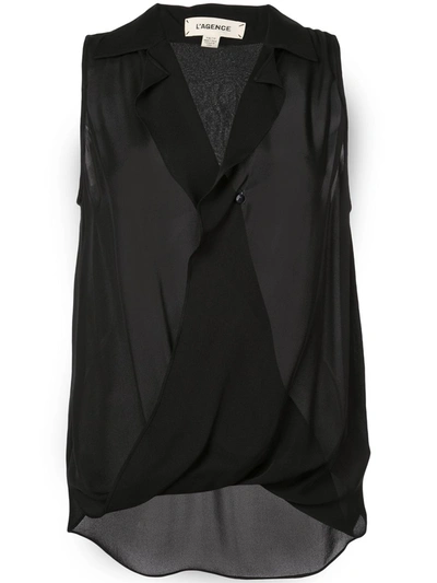 L Agence Freja Wrap-effect Silk-georgette Blouse In Black