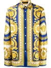 Versace Barocco Button-up Silk Shirt In White