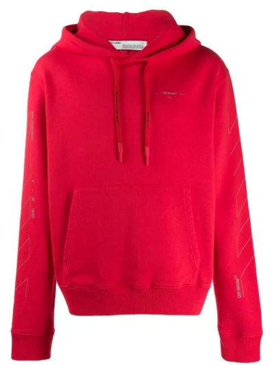 Off-white Logo Panelled Hoodie In 2091 Red Silver