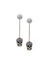 Alexander Mcqueen Skull Embellished Drop Earrings In Silver