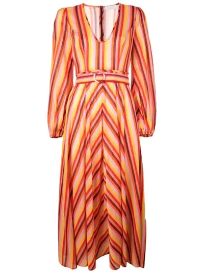 Zimmermann Goldie Rainbow Plunge Dress In Orange