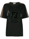 Fendi Logo Shiny Print Cotton Jersey T-shirt In Black