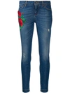 DOLCE & GABBANA FLORAL APPLIQUÉ SKINNY JEANS