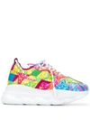 VERSACE VERSACE FLORAL CHAIN REACTION SNEAKERS - 粉色