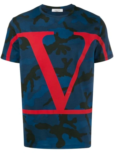 Valentino Logo-print Camouflage Cotton T-shirt In Multicolor