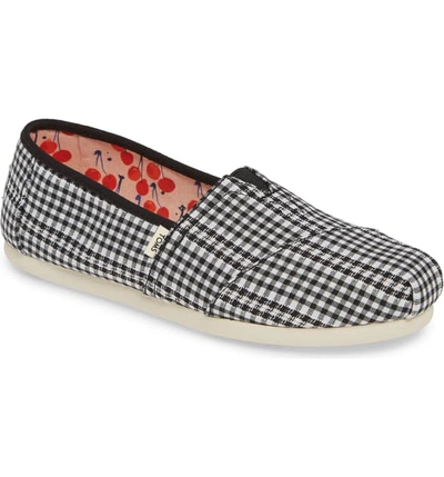Toms Classic Canvas Slip-on In Black Gingham Fabric