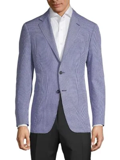 Canali Mini Check Sport Jacket In Blue