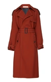 Marni Contrast Stitching Belted Trench In Orange