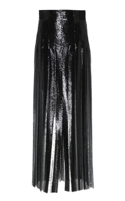 Akris Sequined-embellished Plissé Crepe Midi Skirt In Black