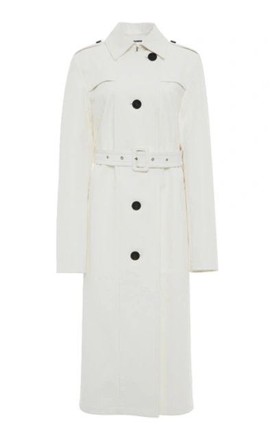 Jil Sander Single-breasted Leather Trench Coat In White