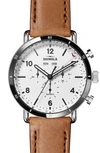 SHINOLA THE CANFIELD SPORT CHRONOGRAPH LEATHER STRAP WATCH SET, 45MM,S0120141500