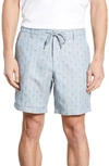 Robert Graham Skull-print Drawstring Regular Fit Shorts In Blue