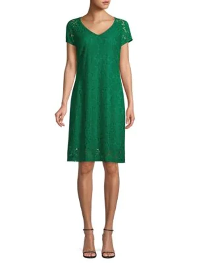 Abs By Allen Schwartz Lace Shift Dress In Emerald Green