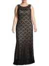 MARINA PLUS TWO-TONE LACE GOWN,0400011102394