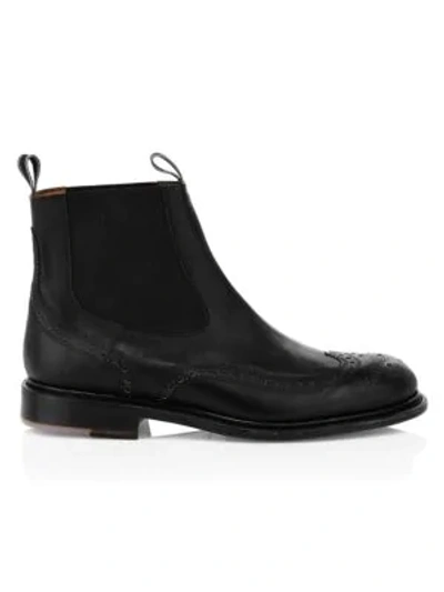 Clergerie Rachel Leather Brogue Booties In Black