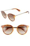 Kate Spade Lisanne 50mm Special Fit Round Sunglasses - Dark Havana/ Gold