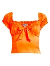 I.am.gia Naomi Ruffled Tie-front Crop Top In Neon Orange