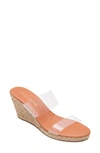 Andre Assous Anfisa Womens Leather Slip On Wedge Sandals In Clear Faux Leather