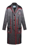 Prada Technical Mouliné Jacquard Coat In Grey