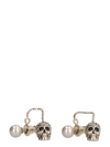 ALEXANDER MCQUEEN EARRINGS WITH PEARL AND SKULL,10972993