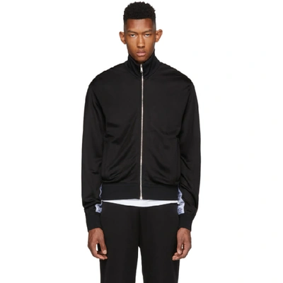 Versace Logo-webbing Tech-jersey Track Jacket In Black