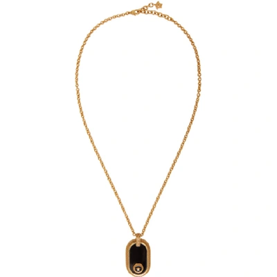 Versace Gold & Black Medusa Resin Oval Pendant Necklace