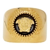 VERSACE VERSACE GOLD AND BLACK MEDUSA RING