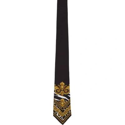 Versace Barocco Print Tie In Black