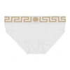 VERSACE VERSACE UNDERWEAR 白色 AND 金色希腊回纹三角内裤